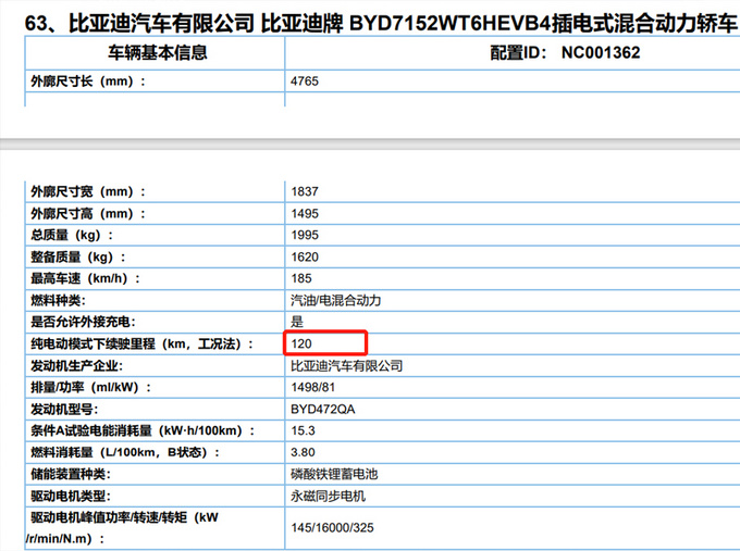 比亚迪秦plus插混明天预售百公里油耗仅07l