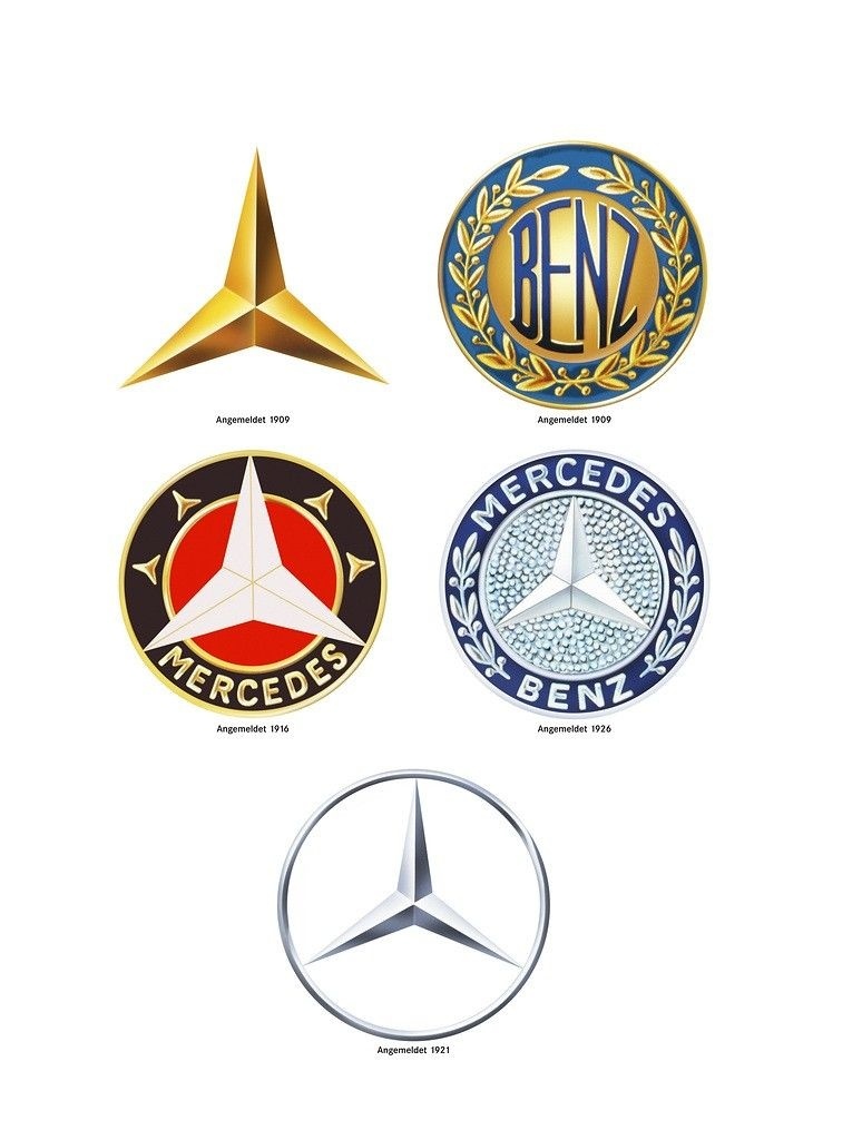 三叉星徽是戴姆勒logo,月桂花环是奔驰的logo1926年